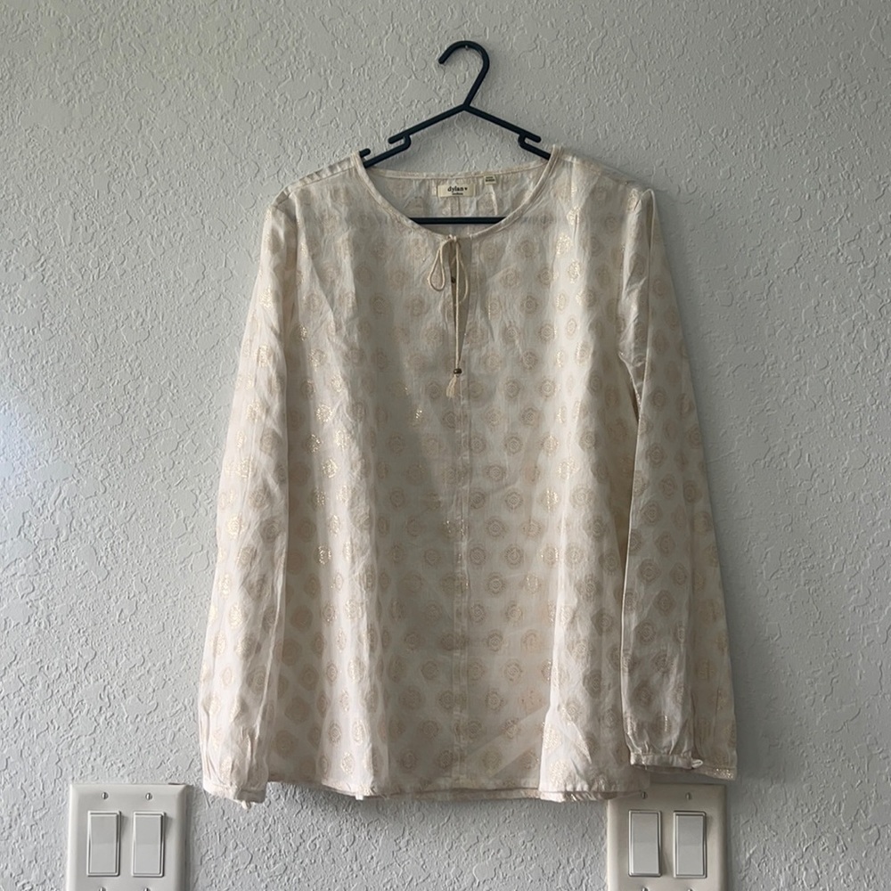 Dylan metallic Gold & White Tassel Tie Top Medium
